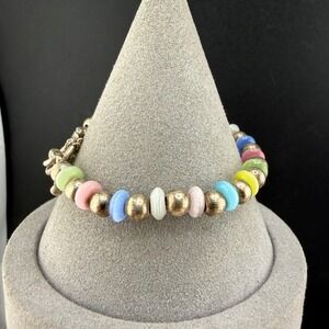Vintage‎ Silpada Beaded Bracelet Sterling Silver Pastel Cat Eye Glass Beaded